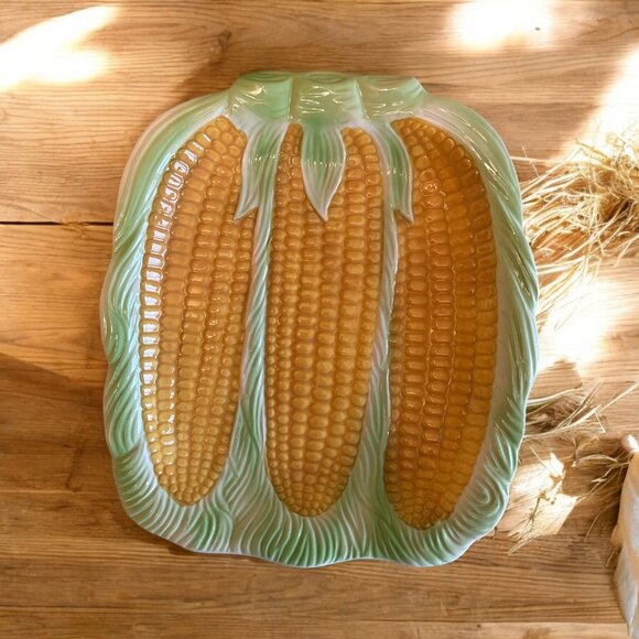 VTG Ceramic Sweet Corn-On-Cob Serving Dish Japan Tray Dinnerware Farmhouse READ - Picture 1 of 5